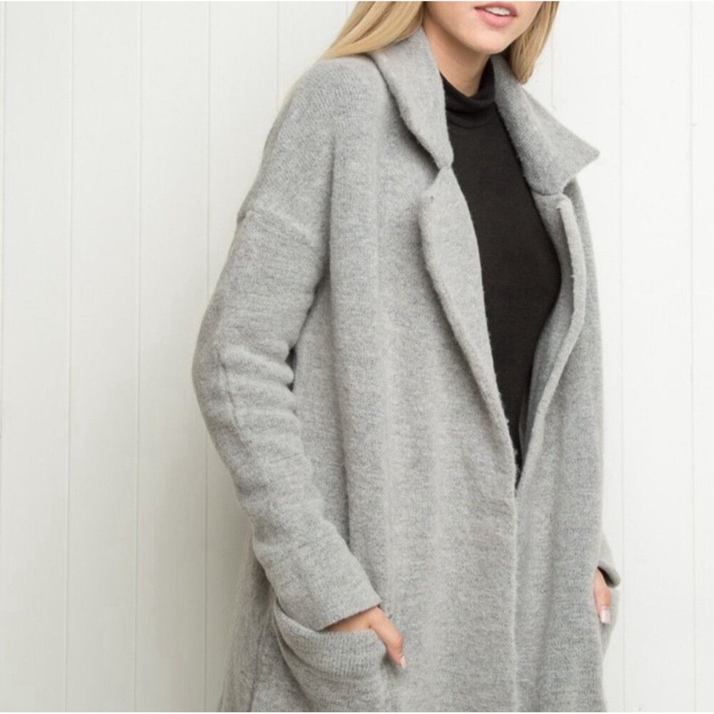 Brandy Melville Kennedy Drape Sweater Marled Gray  One Size - Picture 10 of 11